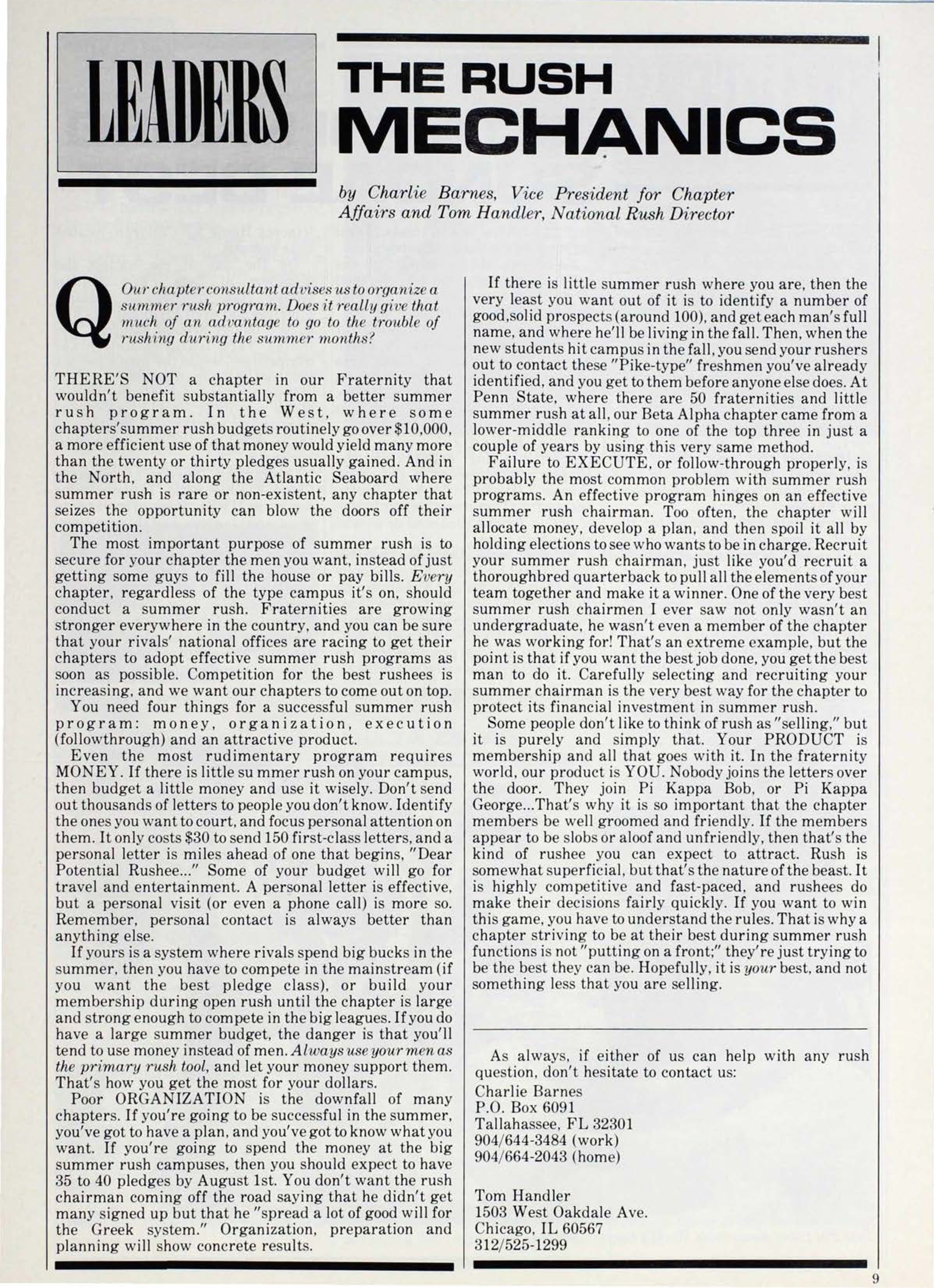 Leaders: The Rush Mechanics